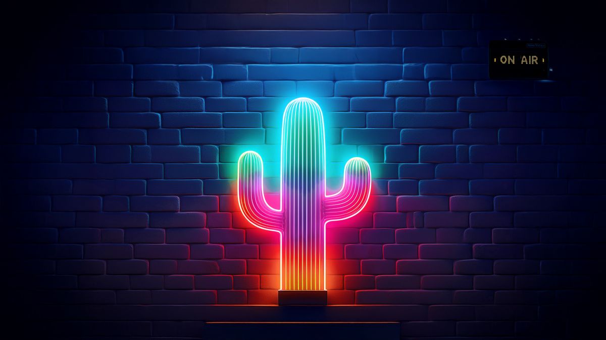 Neon-Kaktus in Türkis, Rosa und Rot